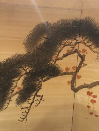 Vintage Mid Century Japanese Silk Screen 4 Panel Hand Made And Painted In Kyoto 3