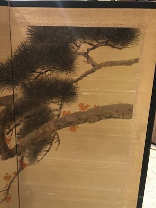Vintage Mid Century Japanese Silk Screen 4 Panel Hand Made And Painted In Kyoto 5