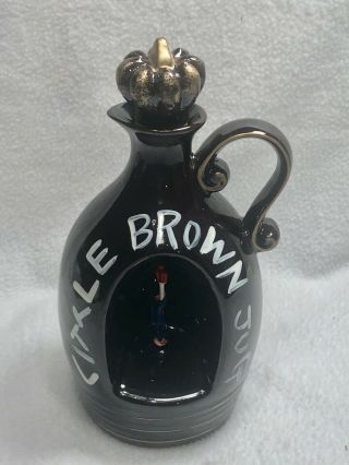 Vintage Ceramic Little Brown Jug Decanter Music Box Drunk Man On Lamp Post