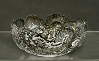 Chinese Export Silver Dragon Bowls  C1890 Wang Hing