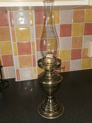 Vintage Brass Oil Lamp With Chimney And Wicks