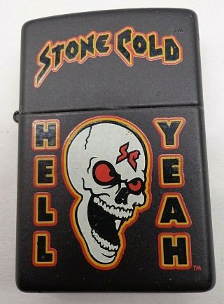 Vtg Unfired Zippo Windproof Lighter " Stone Cold Hell Yeah " Skull