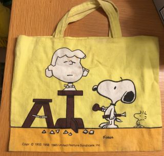 Peanuts Snoopy,  Charlie Brown,  Lucy,  Woodstock Cloth Bag 1965 Ufs Inc.  Vintage