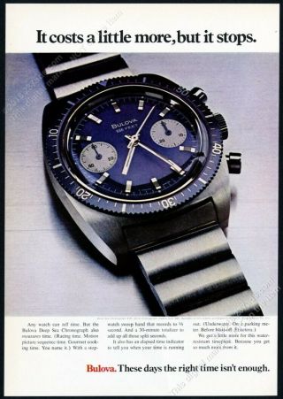 1970 Bulova Deep Sea Chronograph Dive Diving Watch Photo Vintage Print Ad