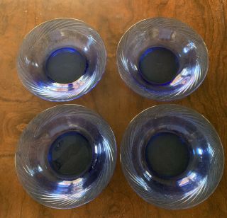 4 Vintage Pyrex Cobalt Blue Glass Bowls Made In Usa 7 1/2” Diam