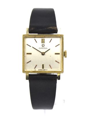 Vintage Ladies Omega 620 Wristwatch 17 Jewels 14k Yellow Gold Square Case D6621