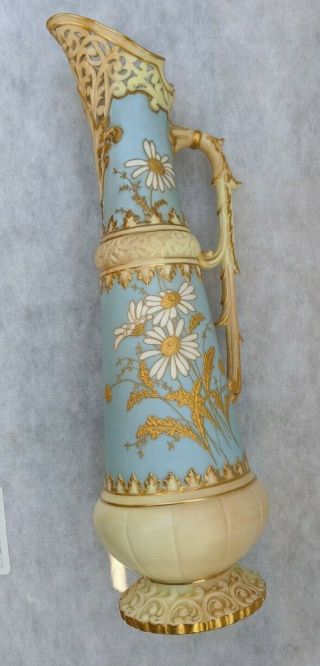 Tall Antique Royal Worcester Grainger Heavy Gilding Daisy Pattern Tankard