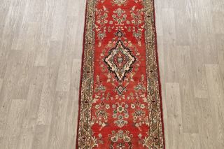 Vintage Geometric Traditional Runner Rug Hand - knotted Wool Oriental 3x9 Carpet 3