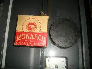 Vintage Monarch Hockey Puck W/ Box Made In Usa