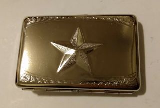 Vintage 90s Cigarette Case/wallet Belt Buckle Stash Box Silver Star Metal Biker