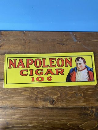Napoleon Cigar 10 Cent 7 " X 19 - 1/2 " Embossed Metal Sign 1974 Sanford J Heilner