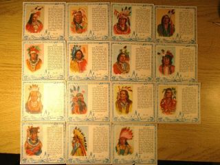15 Unique American Indian Chiefs Tobacco Cards Red Man Chewing Tobacco Vg - Ex,