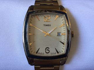 Retro Timex Rectangle Gold Tone Men’s Watch T2g881 Indiglo Wr30m Runs