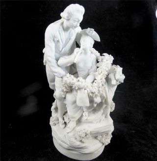 N903 Antique 18th Century French La Courtille Biscuit Porcelain Figure Group