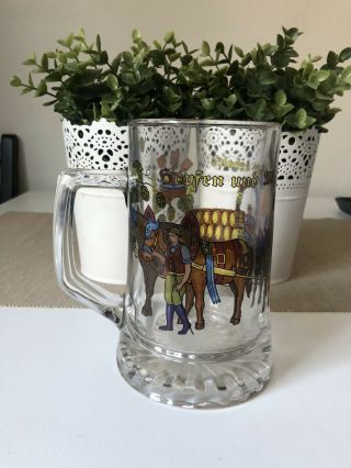 Vintage Large Heavy German Beer Glass Mug Painted Made In Western Germany