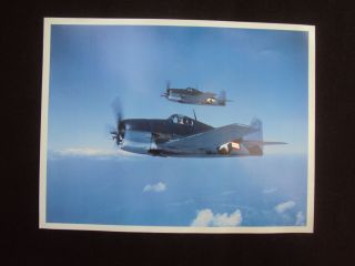 Vintage Grumman F6f Hellcat Plane Photo Fact Card Sheet 8 1/2 X 11 L
