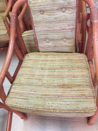 FICKS REED VTG To Mid Century Modern Bamboo Rattan Dining Set - Rich Coral Tone 5