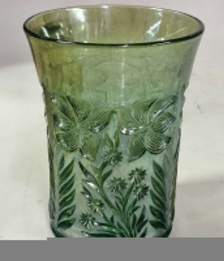 Antique Imperial Carnival Glass Green Tiger Lilly Tumbler Vintage Cup