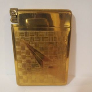 Vintage Cigarette Case With Lighter By Royal Case - Lite - Art Deco Gold Design