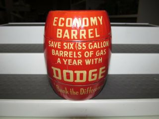 Vintage Dodge Economy Barrel Piggy Bank - " Bank The Difference "