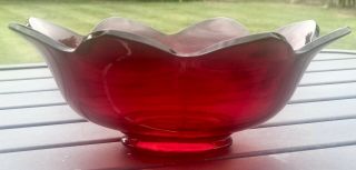 Vintage Fenton Ruby Red Console Footed 9 " Flared Edge Centerpiece Bowl