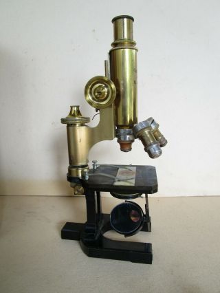 Vintage Antique Carl Zeiss Jena Microscope No.  36228 in Wood Case w/ Lenses 6