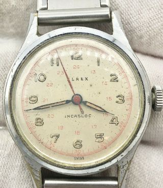 Vintage Ww2 Era Military Style Elrex 17j Swiss Wristwatch