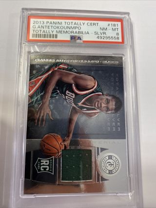2013 - 14 Panini Totally Certified Giannis Antetokounmpo Psa 8 Patch Rookie Silver
