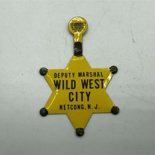 Vtg Wild West City Netcong Nj Deputy Marshal Fold Over Star Badge Pin R1