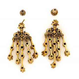 Antique Vintage Art Nouveau 14k Yellow Gold Australian Fire Opal Dangle Earrings 4
