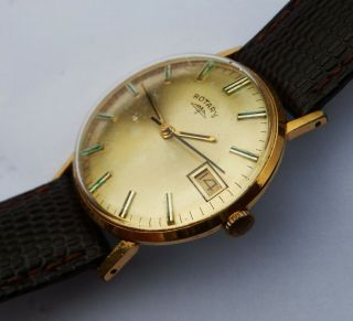 Vintage Gents Swiss Made Gold Plated Rotary Watch c1970s 3
