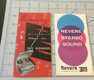 2 Vintage Revere 3m Reel Tape Recorder Brochure Pamphlets