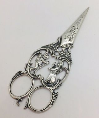 Antique English Georgian Sterling Silver Figural Man & Woman Shears Scissors