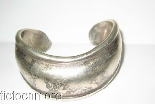 Vintage Mexico Taxco Sterling Silver Dome Wave Wide Cuff Bangle Bracelet 35g