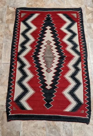 Antique Navajo Rug Native American Indian Weaving Textile Large 52 " X34 " Blanket