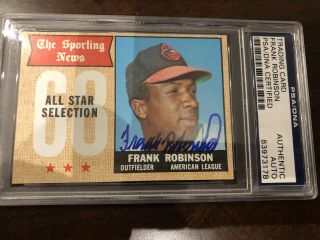 Frank Robinson Signed 1968 Topps All - Star Psa Dna Slabbed Autographed