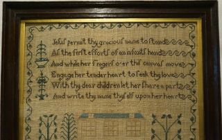 EARLY 19TH CENTURY HOUSE,  MOTIF & VERSE SAMPLER BY JANE GRIFFITHS - Dec 5 1829 4