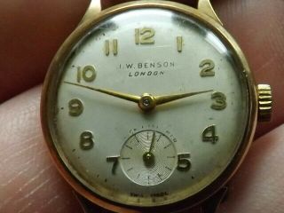 Vintage 9ct Gold J W Benson London Ladies Watch Fwo Hallmarked Edinburgh 1960