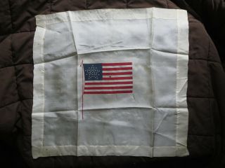 Antique Silk Star Pattern Colorado Statehood 38 Star American Flag Handkerchief