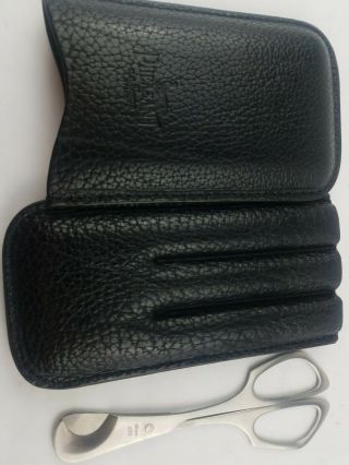 Pheasant By R.  D.  Gomez Black Leather Cigar Case Triple Carry W/ Solingen Cutter