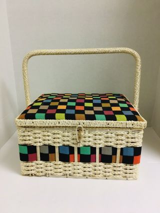 Vintage Jc Penny Wicker Sewing Basket Made In Japan 11 " X6 " 10 " Vtg Sewing Items