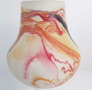 Nemadji Swirl Pottery Vintage Vase Native Clay Sunset Reds/orange 5 ",  See Video