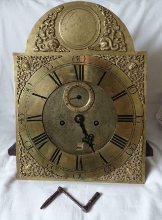 Antique Grandfather Clock Brass Face & Movement 1760 
