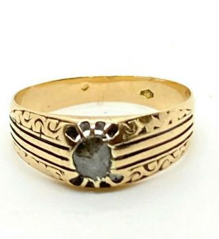 Antique Georgian Rose Cut Diamond Ring 15k Yellow Gold Size 7