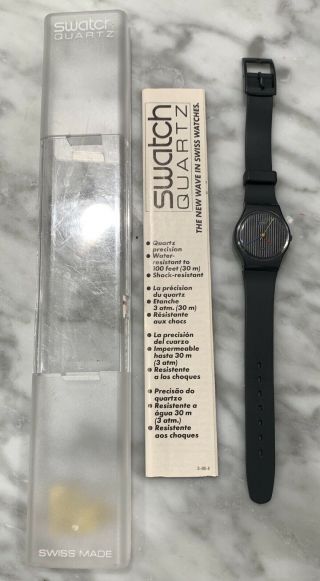 La100 Swatch 1984 Miss Channel Miss Pinstripe Ladies Swiss Made Authentic