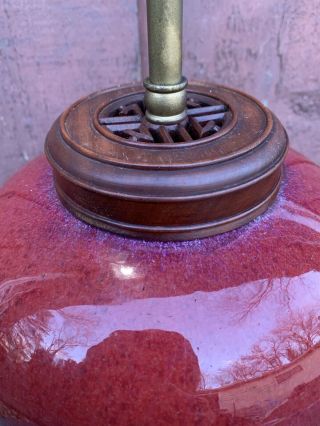 Antique Chinese Huge Ox Blood Sang de Boeuf Glaze Porcelain Lamp 3