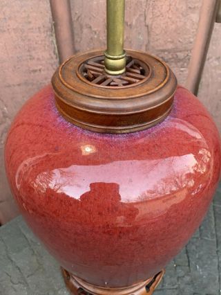 Antique Chinese Huge Ox Blood Sang de Boeuf Glaze Porcelain Lamp 4