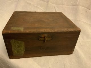 Vintage Antique Joseph Jonas No 1 Wood Cigar Box Round Dovetail Corners W Latch