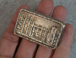 Vintage English Sterling Silver Castle Top Snuff Or Pill Box