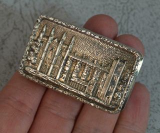 Vintage English Sterling Silver CASTLE TOP Snuff or Pill Box 6